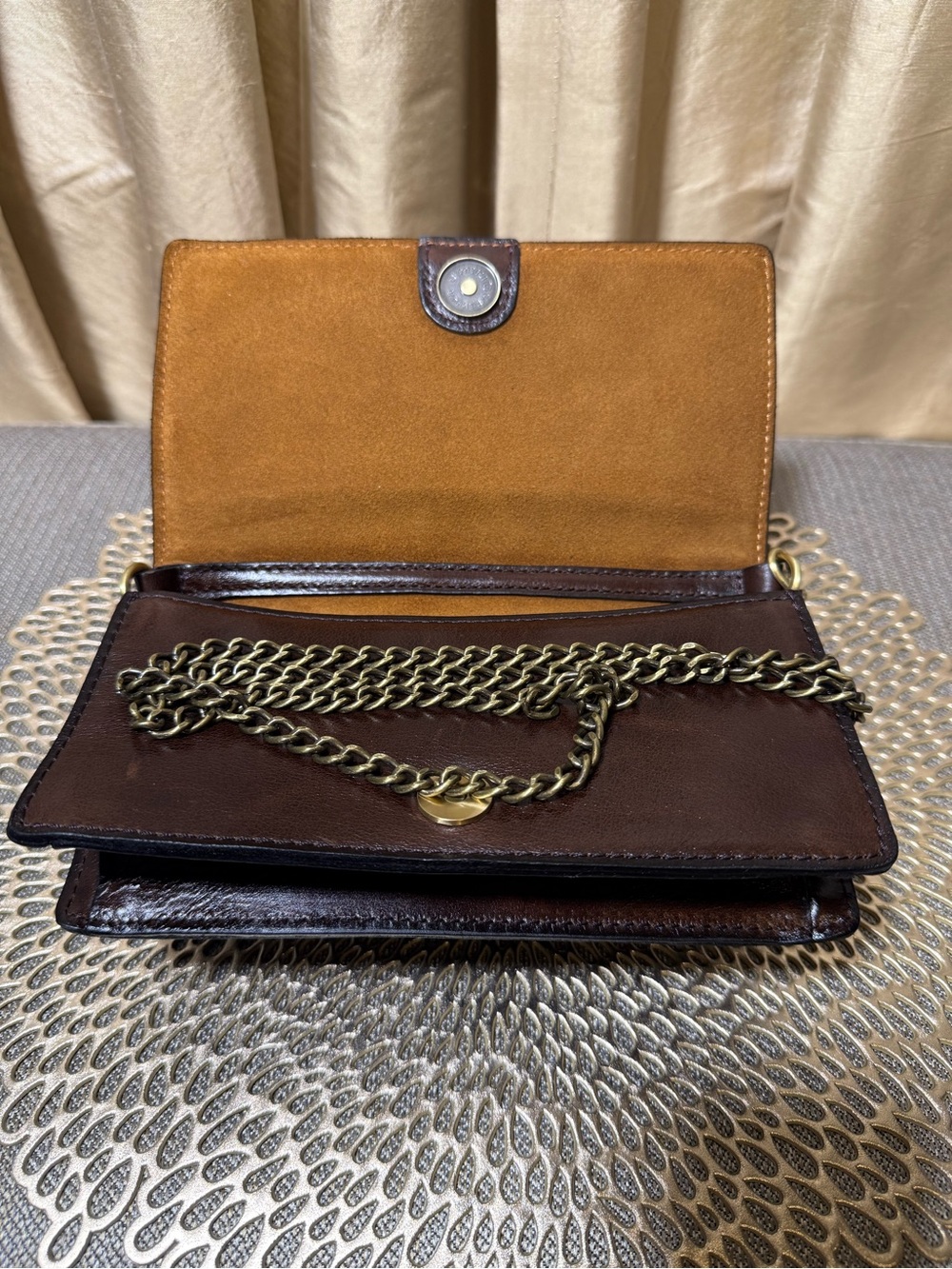 Patricia Nash Leopard Haircalf Leather Chain Crossbody Clutch - Picture 5 of 13